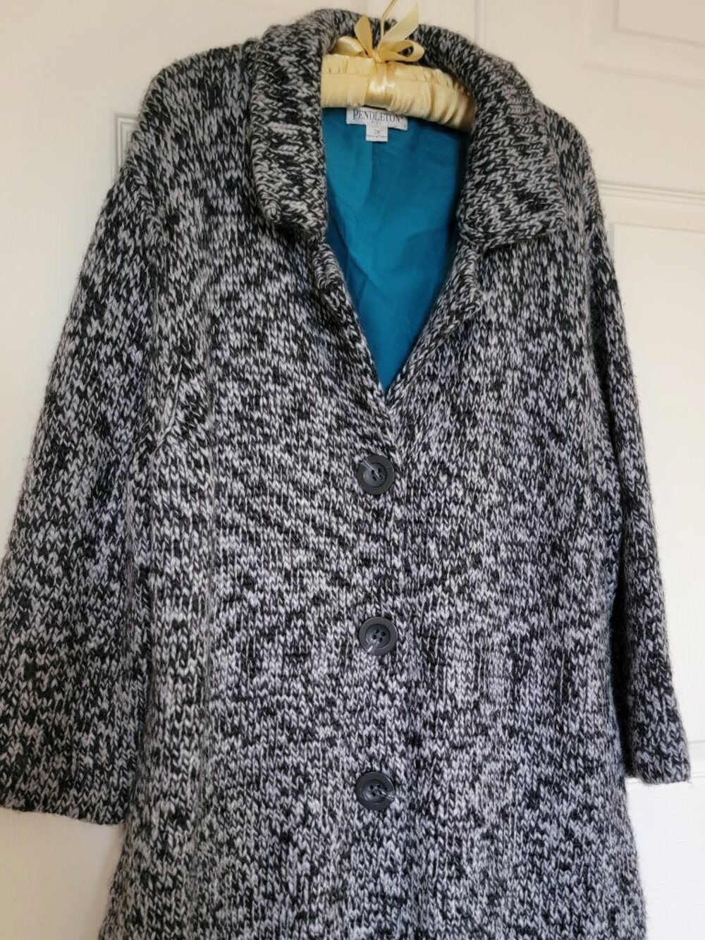 Pendelton Plus Wool Alpaca Blend Soft Chunky Knit Button Lined Long Cardigan